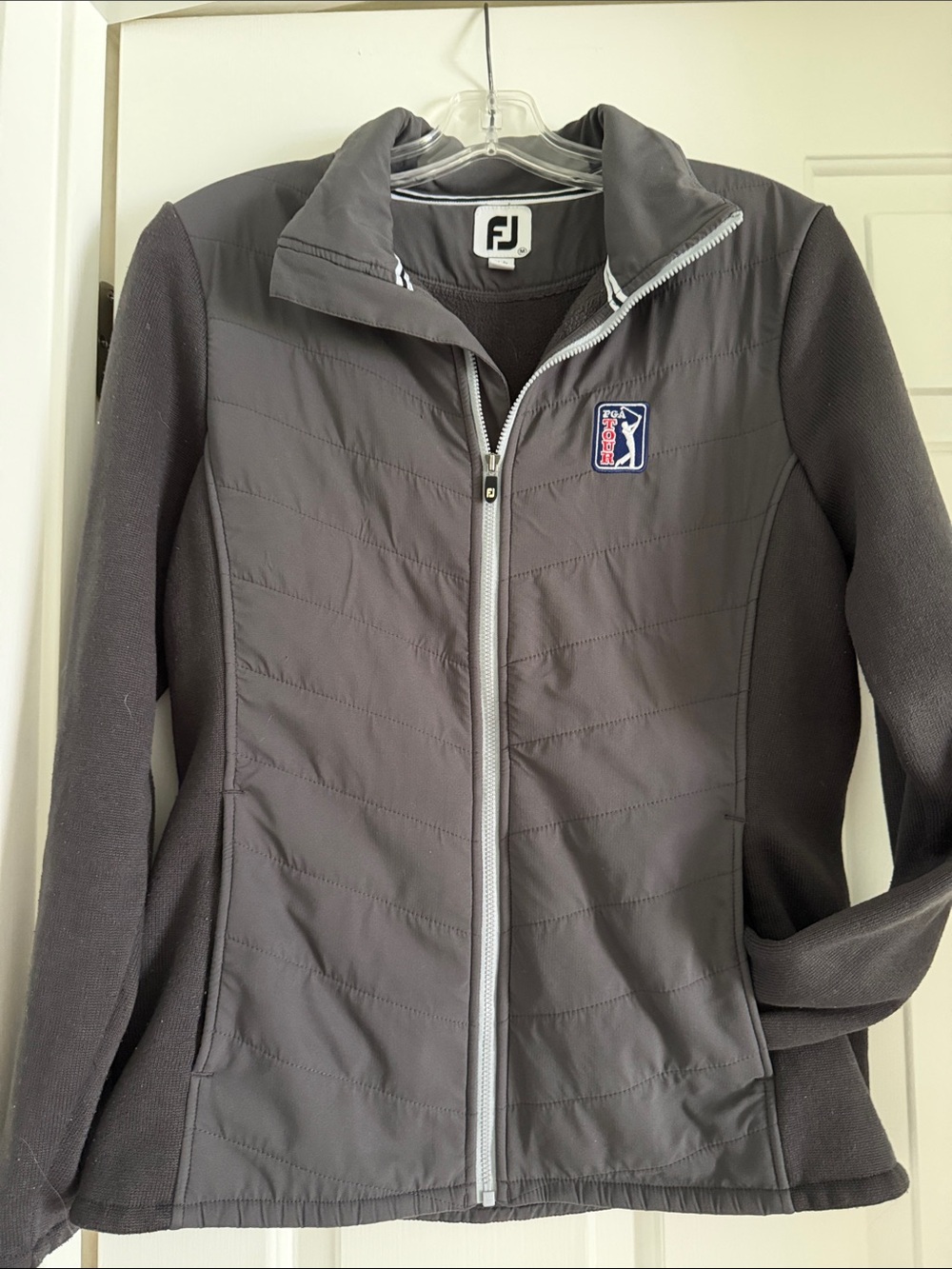FootJoy Women's Charcoal Gray Quilted Hybrid Full-Zip Jacket